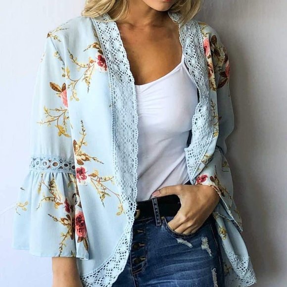 andthewhy Sweaters - Floral Boho Kimono Cardigan, NWT